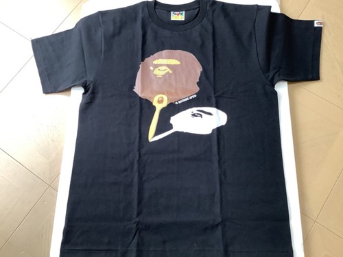 A BATHING APE (BAPE) T shirt autentica a bathing ape bape fan giapponese testa ape nera L da uomo nuova