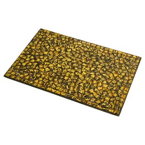 Gold & Black Mosaic Tile Glass Place Mats (SET OF 4) - Picture 1 of 1