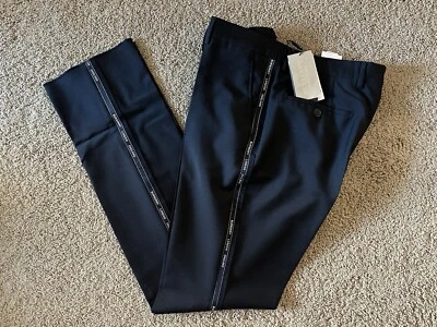 Talla 54 - Pantalón de Vestido Burberry London Lana Mohair Rayas Laterales Logo Ajustado Nuevo Foto 1 de 4