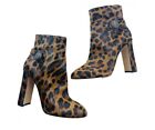 DOLCE & GABBANA Boots Brown Leopard Leather Pony Style Shoes Heels Size EU40 UK7