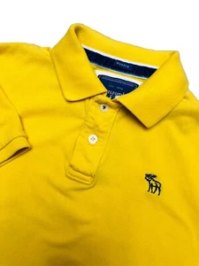 Abercrombie Fitch Muscle Polo Shirt Men’s L Yellow Short Sleeve Logo - Picture 1 of 15