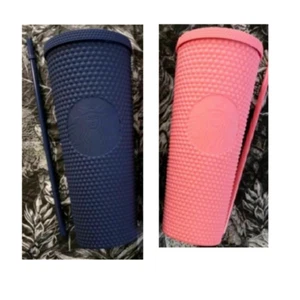 Starbucks Navy Pink Studded Tumbler Matte Matte Cold Cup Thailand 24Oz - Picture 1 of 5