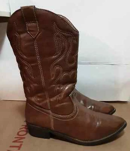 FADED GLORY WESTERN BOOTS  BROWN GOOD SHAPE  SIZE 4 - Picture 1 of 7