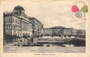 B1952) TRIESTE PALAZZO CARCIOTTI VG 1919 SOVRASTAMPATO COPPIA 5 CENTESIMI CORONA - Picture 1 of 2