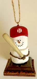 THE ORIGINAL S'MORES MIDWEST BASEBALL PLAYER W/RED HAT HOLDING BAT ORNAMENT - Picture 1 of 10