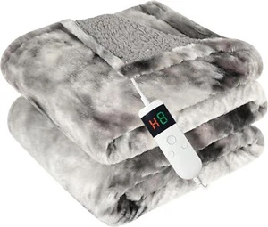 Heated Blanket Electric Throw Soft Sherpa Flannel 10 Fast Heating Levels Office - Picture 1 of 7