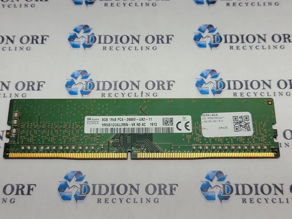 Sk hynix 8gb DDR4 Desktop RAM 2666 MHz 1rx8 HMA81GU6JJR8N-VK, SKU 12667 - Image 1 of 1