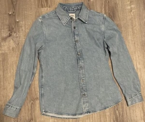 Camisa Zara Mujer Mediana Azul Denim Abotonada Gran Tamaño Alta Lo Manga Larga - Imagen 1 de 9