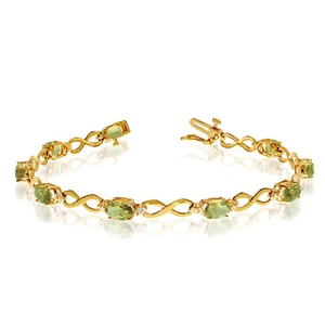 10K Yellow Gold Oval Peridot and Diamond Bracelet - Picture 1 of 3