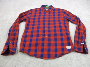 Scotch & Soda Shirt Men Medium Orange Blue Cotton Preppy Casual Button Up - Picture 1 of 13