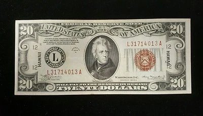 1934A Twenty Dollar Hawaii Overprint War Time Currency - Image 1 of 2