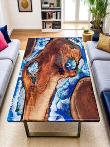 36"x24" Ozean Epoxidharz Esstisch Holz Live Edge Konferenz Meeting Dekor - Bild 1 von 9