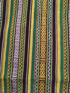 Vintage Baumwolle gewebt Thai Stoff grün, gold, weinrot 2 Yards x 14" breit Ethno - Bild 1 von 5