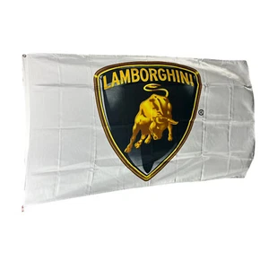 NEW Lamborghini Premium Flag - 3x5 ft - Car Racing Show Garage -White - Picture 1 of 1