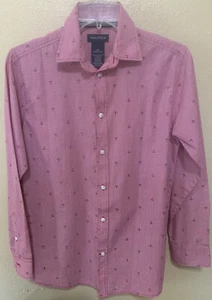 NAUTICA Boys Button Burgundy Down Long Sleeve Shirt  size 16 Reg Pre-owned - Picture 1 of 8