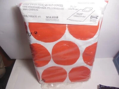 Funda Edredón IKEA TORTA Tamaño Doble y Almohada Estándar Falsa Naranja Lunares Círculo Foto 1 de 4