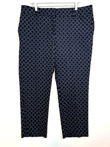Ann Taylor Devin Fit Pierna Recta Carrera Vestido Pantalones Estampado Circular Azul Marino 14 - Imagen 1 de 5