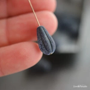 6 Midnight Blue, Etched AB Finish, Premium Czech Glass, Melon Drop Bead - Imagen 1 de 9