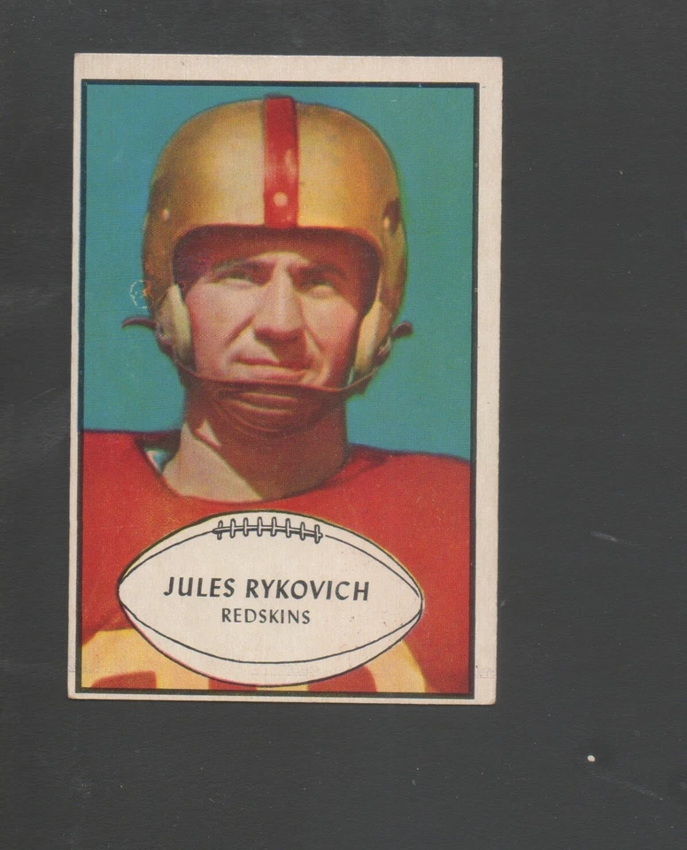 1953 Bowman Football Card #74 Jules Rykovich-Washington Redskins Ex Mint Grade - Image 1 of 1