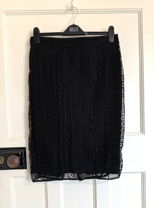 Long Tall Sally Skirt Knee Length Black Lace Overlay Size 10 - Picture 1 of 5