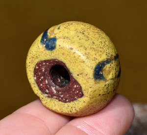 Antike Akoso Körper afrikanische Pulver Glasperle mit rotem Kern Ghana, afrikanischer Handel - Bild 1 von 13