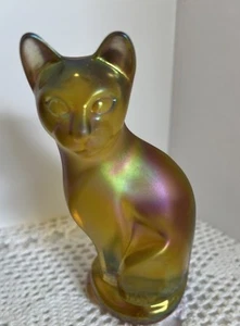 VTG Fenton stylized cat Iridescent Carnival Glass 5” - Picture 1 of 8