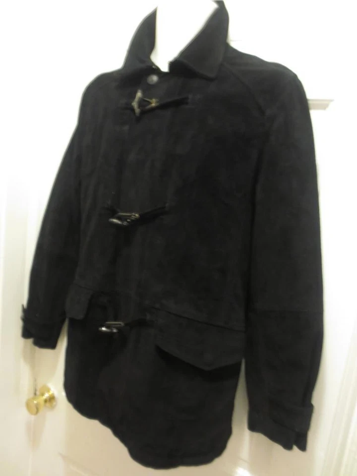 NUEVO CON ETIQUETAS $798 NAUTICA Seaborne Hombres Genuino NEGRO GAMUZA Cuero Abrigo Chaqueta Pequeño Nuevo Foto 1 de 1