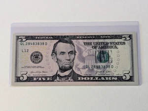 US Five Dollars, 2021, $5 Bill, Ink Smear, Uncirculated  - Picture 1 of 6