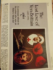Sk242 Ephemera 90er Jahre Artikel Vera Brittain And Her Lost Love - Bild 1 von 1