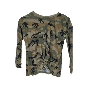 Hayden Girls Long Sleeve Front Rouched Camo Shirt Size M - Picture 1 of 8