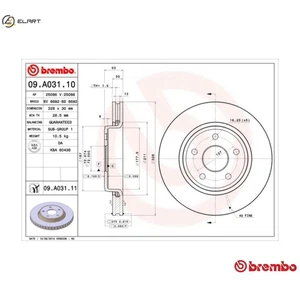 2x BRAKE DISC 09.A031.11 FOR JEEP GRAND/CHEROKEE/III/SUV COMMANDER EKG 3.7L 6cyl - Picture 1 of 10