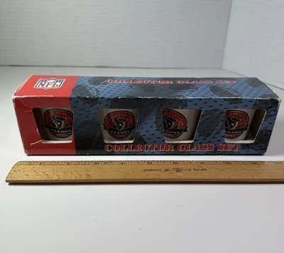 Houston Texans 2002 Temporada Inaugural Paquete 4 Juego de Vasos de Chupito 2oz Licencia De Colección Foto 1 de 4