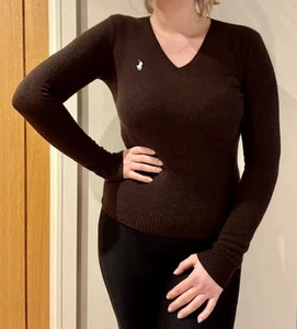 Ralph Lauren Chocolate Brown Cashmere & Wool Blend V-Neck Jumper – Cosy & Warm - Picture 1 of 9