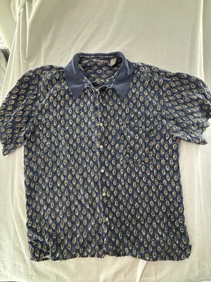 Camisa ligera manga corta Robert Stock 100 % seda para hombre talla XL AZUL Foto 1 de 4