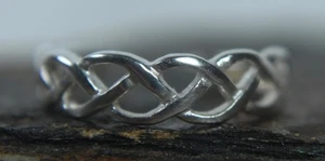 Vintage signierter verstellbarer geflochtener Ring Gr. 5,25 925 Sterling Silber durchbrochen - Bild 1 von 10