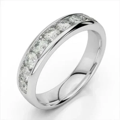 Lab Created Channel Set Wedding Band Ring 14k White Gold Plated 2CT Round Cut - Image 1 of 4