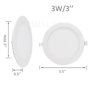 3W 3 inch 10PCS Ultra-Thin Round LED Panel Fixture Light Recessed Ceiling Bulbs - Picture 1 of 8