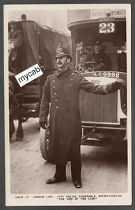 Postcard London Life a City Police Constable motor bus 1914 RP Rotary 10513-17 - Picture 1 of 2