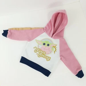 Star Wars Baby Yoda Hoodie Infant Girls 12M Pink Glitter Cute Pullover Grogu - Picture 1 of 11