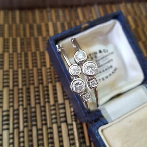 925 Sterling Silber Creolen, Creolen mit simulierten Diamanten, gepunzt - Bild 1 von 7