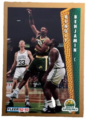 Excellent: Vintage 1992-93 FLEER Benoit Benjamin Seattle Supersonics Card - Image 1 of 2
