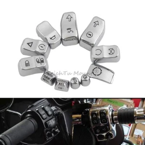 11pcs Chrome Hand Control Switch Caps Kit Button Housing Cover For Harley 14-24 - Picture 1 of 15