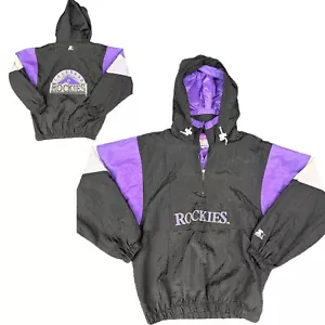 Colorado Rockies Starter MLB Vintage Nylon 1/4 Zip Splash Jacket Coat Men's L - Picture 1 of 14