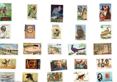 A MIX OF 25 DIFFERENT GOOD/FINE USED COMMEMORATIVE STAMPS FROM ZAMBIA Cover