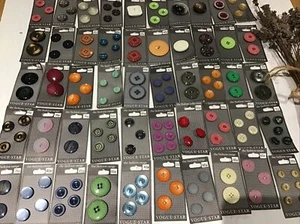 50 Cards of Vogue Star Fashion Range Buttons. Assorted Designs, Sizes, Colours. - Picture 1 of 6
