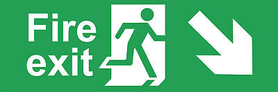 Fire Exit Right Down Arrow Signs Or Stickers - Running Man - - Indoor / Outdoor • 0.99£