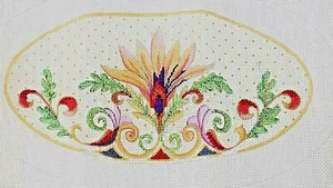 canvas Janice Gaynor #127 FLORAL OVAL 9.25 x 4.25 18ct Handpainted Needlepoint - Picture 1 of 10