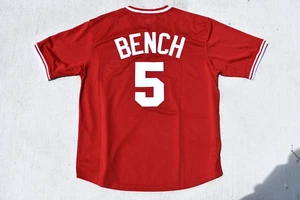 New! Johnny Bench Cincinnati Reds Red Pull-Over Baseball Jersey Men's (EXLRG) XL - Picture 1 of 2