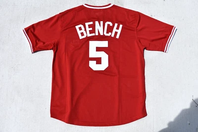 New! Johnny Bench Cincinnati Reds Red Pull-Over Baseball Jersey Men's (XL) XL - Image 1 of 2