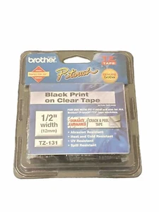 Brother P-touch Label TZ-131 Tape 1/2” Width Black On Clear Tape Laminated - Picture 1 of 3